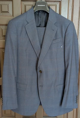 Traje EMPORIO ARMANI G Line, Azul Micro Cuadros con Marrón, Talla 42 R (52 EU) - NUEVO SIN ETIQUETAS Foto 1 de 4