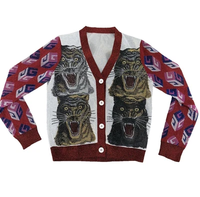 Cárdigan Gucci Intarsia Tiger — Era Pasarela Pre-Otoño 2017 Foto 1 de 4