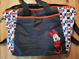 Disney  Minnie Mouse Diaper Bag Tote Black Red Shoulder Strap - Picture 1 of 5