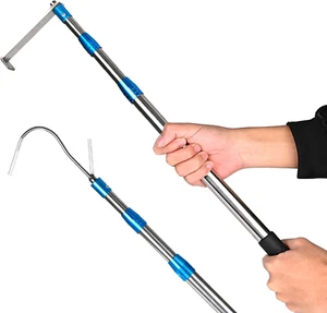 6.3 Ft Truck Cargo Grabber Reach Retriever Tool Two Hooks Pickup Bed Heavy Duty - Picture 1 of 12