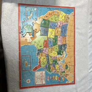 Vintage 1975 MB Wood Map of the United States & World Map 2 Sided Puzzle  - Picture 1 of 11