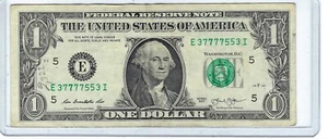 Banconota da $1 dollaro banconota di fantasia TRINARY Quad 7s 4 di un tipo seriale # E37777553I - Foto 1 di 3