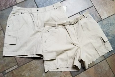Novo com etiquetas 2 pares de shorts cargo Marsh Landing by Amanda Smith bronzeado tamanho 12 (w5) - Imagem 1 de 4