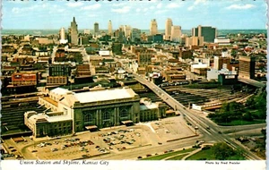 Aerial View of Union Station and Skyline, Kansas City, Missouri Postcard - Picture 1 of 2