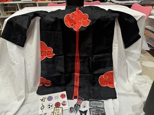 Naruto Akatsuki Robe Cloak Coat Anime Cosplay Costume for Halloween NEW Small - Bild 1 von 3