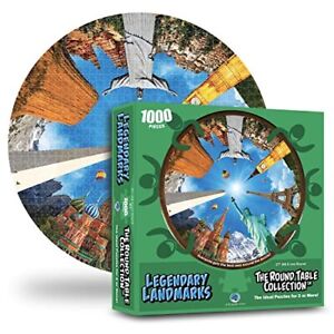 A Broader View Legendary Landmarks Round Table Puzzle - 1000 Pieces, Jigsaw Puzz