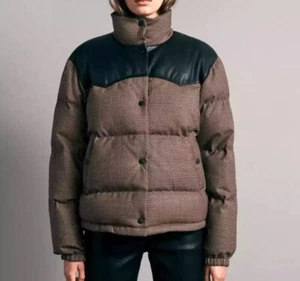 $ 695 Neu mit Etikett Rag & Bone Damen Cal Down Wolle kariert gefütterter Mantel Größe XL Hahnentritt - Bild 1 von 7