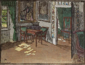 Margarethe Geibel Goethehaus Büstenzimmer Weimar signiert Farbholzschnitt 1909 - Picture 1 of 4
