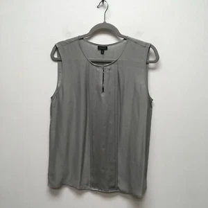 Talbots Womens Gray Silk Round Neck Pleated Lightweight Sleeveless Tank Top 12 - Picture 1 of 7