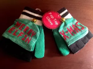 Guantes sin dedos MERRY ELFIN NAVIDAD Fiesta Navidad Jingle Bell Pop Top - Imagen 1 de 4