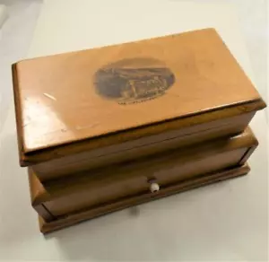 SCATOLA PORTAOGGETTI MAUCHLINE con cassetto 'THE LIFT FOLKESTONE' sezioni interne insolite - Foto 1 di 7