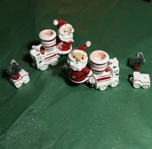 Vintage Holt Howard 1959 Santa Train Candleholder Set With Original Stickers MCM - Picture 1 of 12