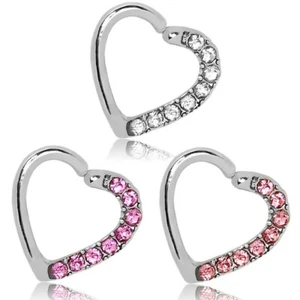 Cuore Falso Clip Piercing Universale Helix Tragus Orecchino Strass Setto Acciaio Inox - Foto 1 di 5