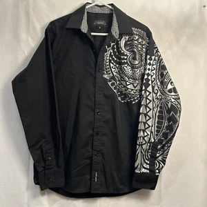 Rodeo Carter Fashion Hemd Herren Langarm Botton Up Schwarz Grafikdruck Größe M - Bild 1 von 6