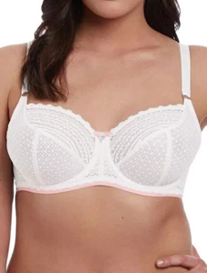 Freya Balcony Bra Size UK 30C Daisy Lace Underwired Non Padded Semi Sheer White - Picture 1 of 3