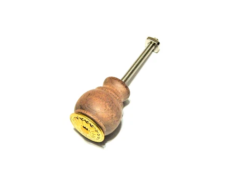 Victorian  Drawer Pulls Knob Walnut Wood with Satin Finish and Brass Cap Cover