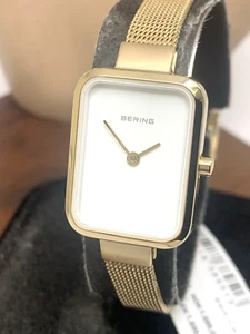 Bering Women's Watch 14520-334 Quartz White Dial Gold Stainless Steel Tank 20mm - Picture 1 of 13