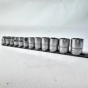 Snap On 12pc 3/8" Drive 6Pt Metric Flank Drive Shallow Sockets 8-19m (WMP013144) - Picture 1 of 5