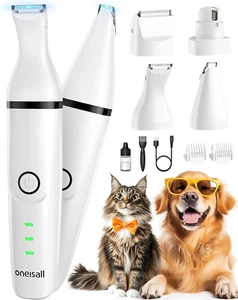 Oneisall 4In1 Leise Schermaschine Hund Katze, Wiederaufladbar Hundeschermaschine - Bild 1 von 12