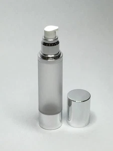 100ml Frosted Airless Pump Dispenser Bottles With Chrome Trim *ANY AMOUNT* - Picture 1 of 2