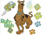 New Scooby-Doo Self Stick 35 Piece Reusable Wall Decal Set - NWT