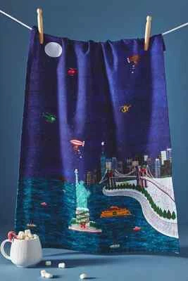 Anthropologie Holiday In The City New York City Kitchen Dish Tea Towel NYC NWT - Image 1 of 4