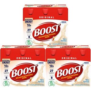 BOOST Original Complete Nutritional Drink Shake Very Vanilla 18 Count 8 oz Each