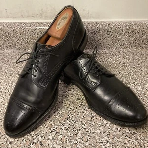 Allen Edmonds Sanford 5207 Black Leather Semi-Brogue Cap Toe Derby Sz 10.5D VGUC - Picture 1 of 24
