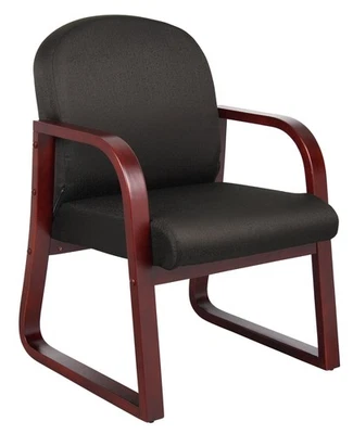 Mahogany Frame Fabric Side Chair in Black - Image 1 of 4