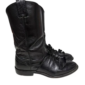 Vintage Nocona Kiltie Boots Women's Size 7B Black Western Cowgirl 8001 02 609 - Picture 1 of 15
