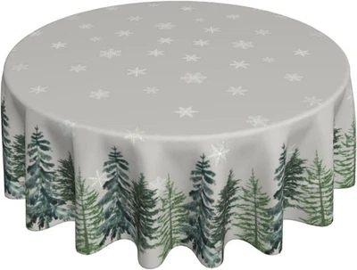 Kawani Navidad Pino Mantel Blanco Copo de Nieve Mantel Redondo 60 Pulgadas Foto 1 de 4