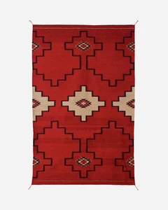 5×8 Ft Red Navajo Wool Kilim Rug Native American style Southwest Aztec Area Rug - Picture 1 of 4