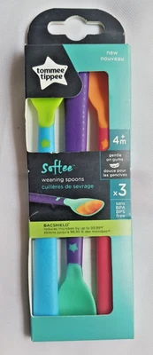 Cucharas de destete suave Tommee Tippee 4 meses + ~ Bacshield ~ paquete de 3 sin BPA Foto 1 de 2