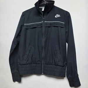Chaqueta Nike Mujer Mediana Cremallera Completa Manga Larga Calentamiento Negra Cremallera Bolsillos Logo - Imagen 1 de 8