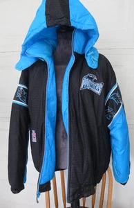 Vintage Carolina Panthers Pro Line Puffer Jacket Gr. XL wendbar mit Kapuze - Bild 1 von 24