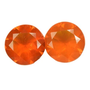 0.51 Ct VVS [2Pcs Pair] Splendid Round 4.6 MM Orange Red 100% Natural Fire Opal - Picture 1 of 4