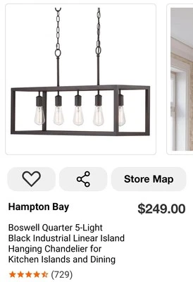 Hampton Bay Boswell Quarter 5-Light Chandelier - Black - Image 1 of 4