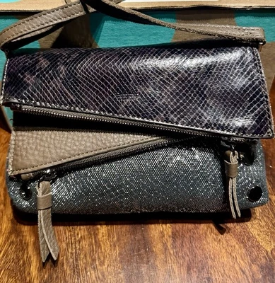 Bandolera Hammitt Dillon Pequeña Olivino Serpiente Oscura Negra Plata Marrón Cuero Foto 1 de 4