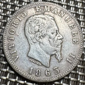 TRES BELLE PIECE DE 1 LIRE 1863 M. BN. VITTORIO EMANUELE II  (1329). ARGENT - Imagen 1 de 2