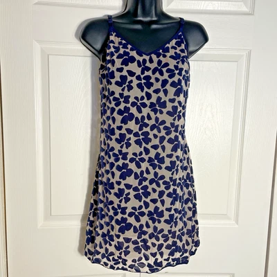 Victorias Secret Chemise Mujer Mediano Beige Azul Floral Terciopelo Burnout Transparente Foto 1 de 4