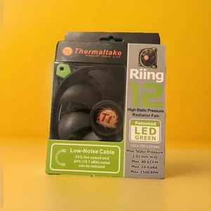 Thermaltake Riing 12 LED 120mm Radiator Cooling Fan Green - SET of TWO !! - Picture 1 of 2