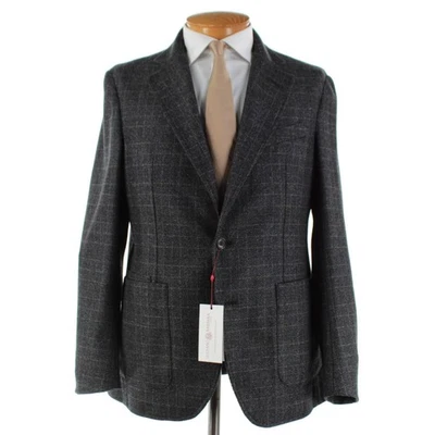 Abrigo deportivo Luciano Barbera nuevo con etiquetas mezcla de lana talla 54 (44 EE. UU.) carbón con cuadros tostados Foto 1 de 4