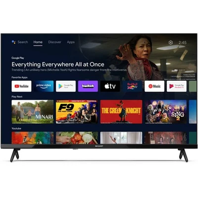 Smart TV Android Fernseher Sharp 32" DVB-T2 WiFi HDMI Netflix YouTube Prime Vid - Bild 1 von 4