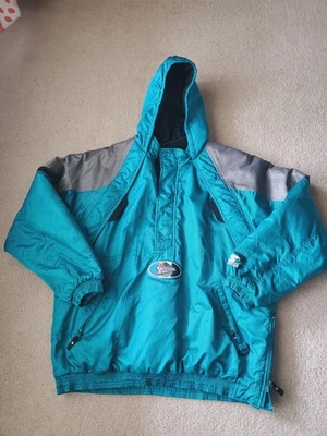 CHAQUETA DE INICIO DE INVIERNO VINTAGE DE LOS AÑOS 90 Detroit Pistons cuarto cremallera adulto grande BONITA Foto 1 de 4