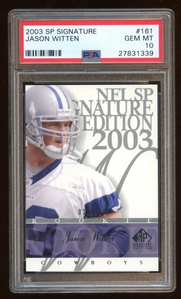 PSA 10 JASON WITTEN 2003 SP ROOKIE RC #D 038/750 COWBOYS LEGEND TE  RARE HOF ? - Image 1 of 1