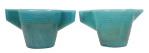 Chiquita Toy Sugar & Creamer Opaque Turquoise Glass J Pressman NY 4 Tea Set AsIs - Picture 1 of 8