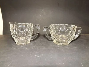 FOSTORIA AMERICAN TEA INDIVIDUAL SIZE CLEAR CREAMER AND SUGAR - Picture 1 of 5