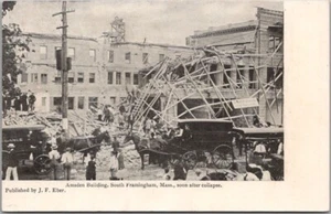 South Framingham, Massachusetts Postcard "AMSDEN BUILDING Soon After Collapse" - Picture 1 of 2