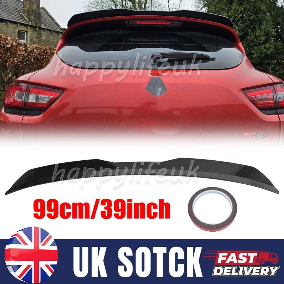 For Renault Clio MK4 MK5 Rear Roof Boot Trunk Spoiler Lip Extension Wing Glossy
