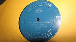 GEN. DOUGLAS MACARTHUR VICTOR 33 RPM LP 307 HIS SPEECH TO CONGRESS - Bild 1 von 2